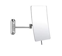 MTXJ Specchio Ingranditore da Parete X3 e Specchio Piatto, Girevole 360 °, Allungabile e Finitura Cromata per Bagno, Spa, Hotel Specchietto da Trucco