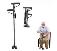 MU Due Manici Walking Bastone Pieghevole Medical Stick con Luci a Led e Stabile Quad Cane Base, Altezza Regolabile, Ideale Daily Living Aid