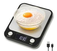 Muaket Bilancia da Cucina Digitale Ricaricabile 1g/10kg, Bilancia per Alimenti con Piattaforma Grande, 7 Unità di Misura e Funzione TARA, Bilancia per Cucinare e Cuocere con Pulsante Touch e Batterie