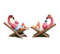 MUAMAX Statua da giardino a forma di fenicottero rosa, piccolo fenicottero ornamentale per l'estate, decorazione tropicale costiera, arte da scrivania e cortile, regali di inaugurazione della casa,