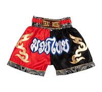 MUAY NATION Pantaloncini Muay Thai per Bambini (2-12 Anni) Trunks da Boxe per Ragazzi e Ragazze per Kickboxing, MMA, Arti Marziali (IT, età, 4 Anni, 6 Anni, Regular, Rosso/Nero)