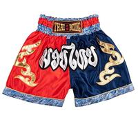 MUAY NATION Pantaloncini Muay Thai per Bambini (2-12 Anni) Trunks da Boxe per Ragazzi e Ragazze per Kickboxing, MMA, Arti Marziali (IT, età, 4 Anni, 6 Anni, Regular, Blu/Rosso)