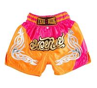 MUAY NATION Pantaloncini Muay Thai per Bambini (2-12 Anni) Trunks da Boxe per Ragazzi e Ragazze per Kickboxing, MMA, Arti Marziali (IT, età, 6 Anni, 8 Anni, Regular, Prm Arancione/Rosa)