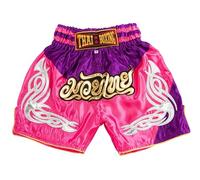 MUAY NATION Pantaloncini Muay Thai per Bambini (2-12 Anni) Trunks da Boxe per Ragazzi e Ragazze per Kickboxing, MMA, Arti Marziali (IT, età, 9 Anni, 12 Anni, Regular, Prm Rosa/Viola)