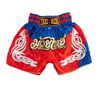 MUAY NATION Pantaloncini Muay Thai per Bambini (2-12 Anni) Trunks da Boxe per Ragazzi e Ragazze per Kickboxing, MMA, Arti Marziali (IT, età, 6 Anni, 8 Anni, Regular, Prm Rosso/Blu)