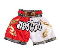 MUAY NATION Pantaloncini Muay Thai per Bambini (2-12 Anni) Trunks da Boxe per Ragazzi e Ragazze per Kickboxing, MMA, Arti Marziali (IT, età, 6 Anni, 8 Anni, Regular, Bianco/Rosso)