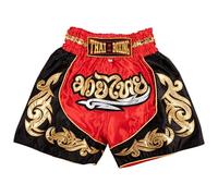 MUAY NATION Pantaloncini Muay Thai per Bambini (2-12 Anni) Trunks da Boxe per Ragazzi e Ragazze per Kickboxing, MMA, Arti Marziali (IT, età, 9 Anni, 12 Anni, Regular, Rosso)