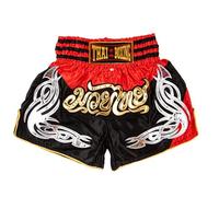 MUAY NATION Pantaloncini Muay Thai per Uomo e Donna, Pantaloncini da Boxe MMA dal Taglio Slim, Abbigliamento da Allenamento per Kickboxing (IT, Testo, L, Regular, Regular, Prm Rosso/Nero)