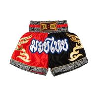 MUAY NATION Pantaloncini Muay Thai per Uomo e Donna, Pantaloncini da Boxe MMA dal Taglio Slim, Abbigliamento da Allenamento per Kickboxing (IT, Testo, XL, Regular, Regular, Rosso/Nero)