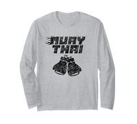 Muay Thai Arti Marziali Combattente Hobby Boxe Maglia a Manica