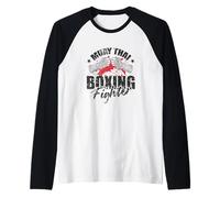 Muay Thai Boxing Fighter Guerriero del Ring Maglia con Maniche Raglan