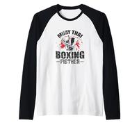 Muay Thai Boxing Fighter Maestro di Combinazioni Maglia con Maniche Raglan
