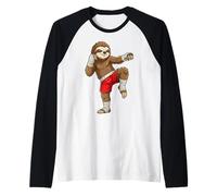 Muay Thai Bradipo Boxe Thailandese Bambino Uomo Maglia con Maniche Raglan