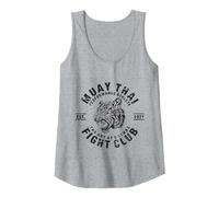 Muay Thai Kickboxing Otto Art MMA Canotta, Donna, Grigio Melange, L
