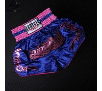 Muay Thai Pantaloni Ricamo Pantaloncini da boxe Donna Uomo Satin Lotta Kickboxing Tronchi da allenamento Bambini Ragazzo Ragazza Arti marziali MMA Abbigliamento
