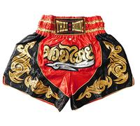 Muay Thai Shorts - Abbigliamento per arti marziali di alta qualità per le massime prestazioni pantaloni corti boxing thailandia kickboxing MMA boxe sport allenamento palestra, Colore: rosso, XL