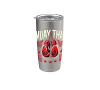 Muay Thai Vintage Fighter - Kickboxing Training Design Bicchiere termico in acciaio inox doppia parete