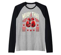 Muay Thai Vintage Fighter - Kickboxing Training Design Maglia con Maniche Raglan