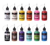 MUBYOK Set di colori acrilici opachi da 28,3 g con tappo applicatore di precisione per pittura, disegno e forniture artistiche, fai da te e artigianato (confezione da 12)