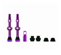 MUC-OFF accessorio valvola tubeless 44mm 1 coppia viola | Valvole Presta in alluminio 7075 con strumento di rimozione del nucleo, ruote da strada e ghiaia, compatibili con inserti per