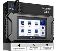 mucar CS4 OBD2 Auto Diagnostica 4 Sistemi Diagnosi (Trasmissione/Motore/ABS/SRS) odb2 Diagnostica in Italiano OBD 2 con 5 Servizio di Ripristino (Olio/EPB/SAS/TPMS/ETS) Aggiornamento WiFi