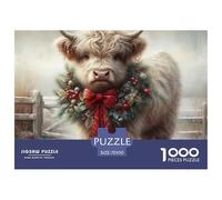 Mucca 1000 Pezzi Gioco di Puzzle Piccola Mucca Carina Colorato e Dettagliato Scena Un Grande Riempi Festivo per a Partire da 10 Anni Gioco di Puzzle per Tutta la Regali per 70x50cm/