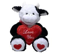 Mucca 50cm Grande Peluche con Cuore " Love You " Bianco nero