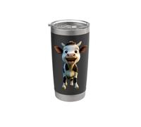 Mucca Agricoltore Manzo Latte Vegano Vitello Mucca Fattoria Bicchiere termico in acciaio inox doppia parete