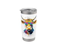 Mucca Agricoltore Manzo Latte Vegano Vitello Mucca Fattoria Bicchiere termico in acciaio inox doppia parete