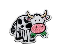 mucca animale - Toppe termoadesive Patch Toppa ricamate, misura: 3,8 x 5,4 cm