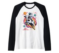 Mucca Astronauta Mucche Pianeti Sistema Solare Maglia con Maniche Raglan