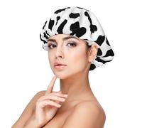 Mucca (carattere piccolo),Cuffia da notte in raso per adulti - Cuffia da notte elastica per donna, copricapelli per la notte