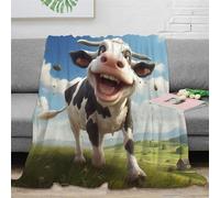 Mucca carina Coperta Con Mucca a cartoni animati 3D Stampata Divano Pisolino Coperta Flanella Coperta,Morbido, Accoglienti E Resistenti 60x80inch(150x200cm)