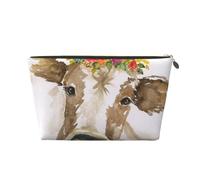 Mucca carina dell'acquerello, Borsa per il trucco Borsa per cosmetici Borsa da toilette da viaggio portatile Borsa da toilette
