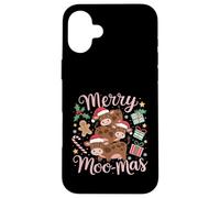 Mucca carina Merry Moo-mas divertente mucca di Natale Custodia per iPhone 16 Plus