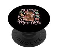 Mucca carina Merry Moo-mas divertente mucca di Natale PopSockets PopGrip Adesivo