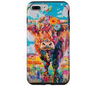 Mucca colorata delle Highland con fiori e farfalle Custodia per iPhone 7 Plus/8 Plus