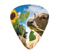 Mucca con girasole,12 pezzi di plettri per chitarra, 3 plettri di diverso spessore per chitarra acustica, basso, ukulele