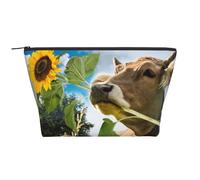 Mucca Con Girasole, Borsa da toilette Borsa per trucco Borsa per cosmetici Borsa da toilette da viaggio portatile