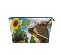 Mucca Con Girasole, Borsa da toilette Borsa per trucco Borsa per cosmetici Borsa da toilette da viaggio portatile