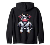 Mucca Con Kimono Da Karate E Occhiali Felpa con Cappuccio
