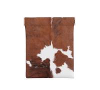 Mucca con stampa in pelle di vacchetta marrone animale, Spremere il portafoglio superiore da donna Borsa portaoggetti Piccola portamonete Portamonete