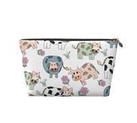 Mucca del fumetto disegnato a mano, Borsa da toilette Borsa per trucco Borsa per cosmetici Borsa da toilette da viaggio portatile