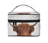 Mucca dell'altopiano colorata, Borsa per il trucco Borsa per cosmetici Borsa da toilette da viaggio portatile Astuccio per matite Astuccio da toilette