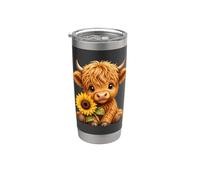 Mucca delle Highland con girasole Bicchiere termico in acciaio inox doppia parete