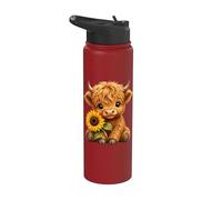 Mucca delle Highland con girasole Stainless Steel Insulated Water Bottle