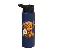 Mucca delle Highland con margherita Stainless Steel Insulated Water Bottle
