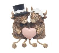 Mucca Delle Highland Matrimonio Resina Ornamento Topper per Torta 11 x 9 x 5cm