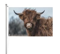 Mucca delle Highlands, fauna selvatica scozzese,Bandiera da giardino, bandiera decorativa da cortile, bandiera bifacciale, 2x3 piedi, per esterni e interni