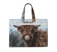 Mucca delle Highlands, fauna selvatica scozzese,Borsa portadocumenti in tela con cerniera, borsa a mano, valigetta per scuola e ufficio